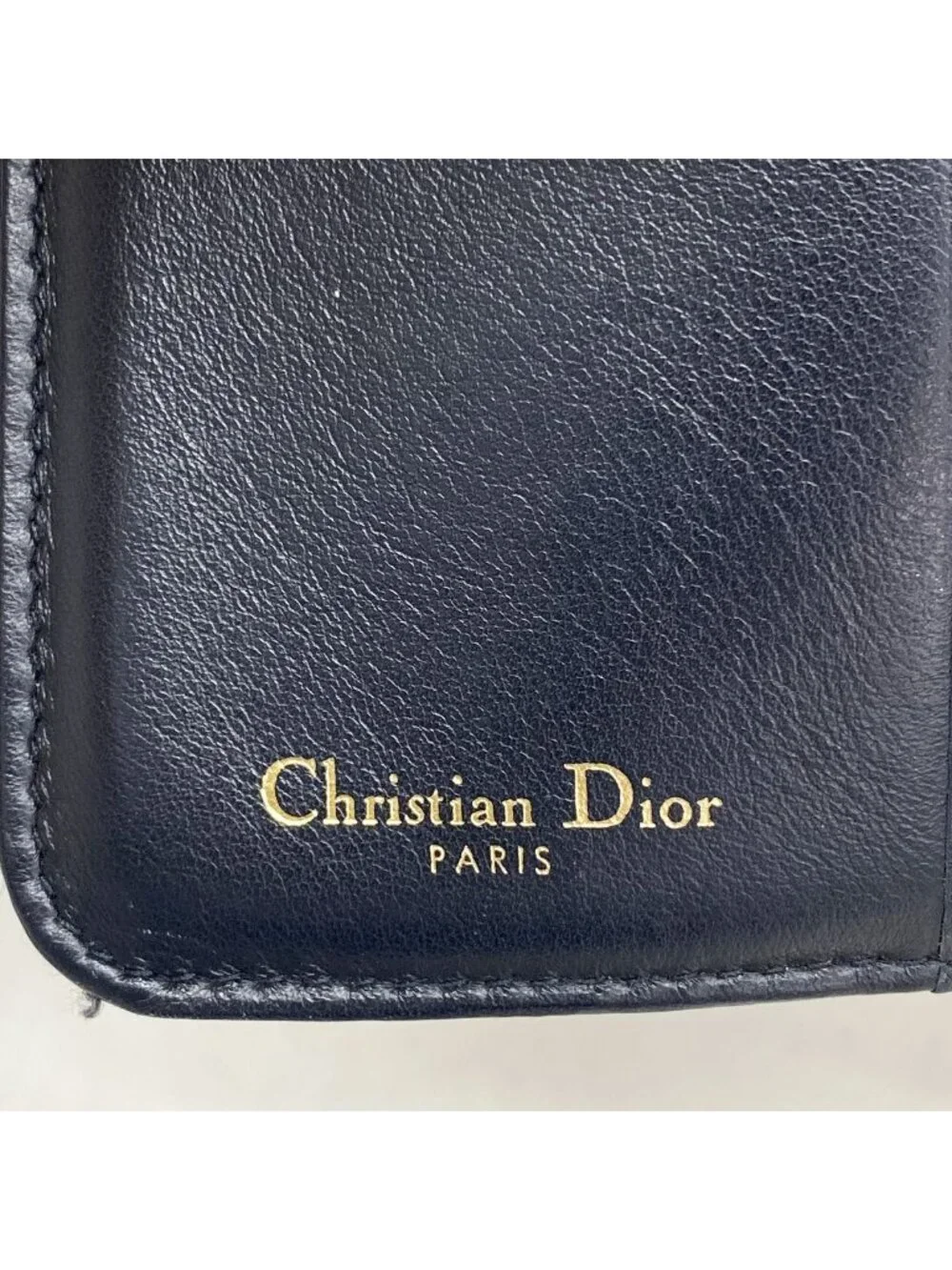 Dior Trifold Wallet Oblique Saddle Canvas Navy Gold